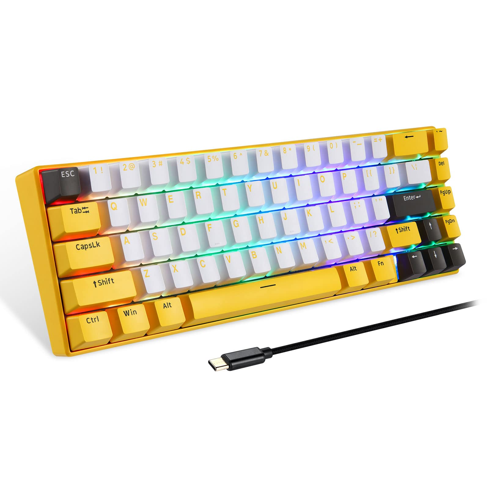 Official Motospeed BK67 Bluetooth 5.0 Wired Mechanical Keyboard with Red Switch/LED Backlit/Rechargeable Battery/Type-C,67 Keys Compact Gaming Keyboard Compatible with Mac Windows